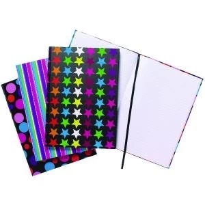 image of A4 Fashion Assorted Feint Ruled Casebound Notebooks Pack of 5 301650