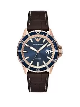 Image of Emporio Armani Mens Brown Leather Strap Watch