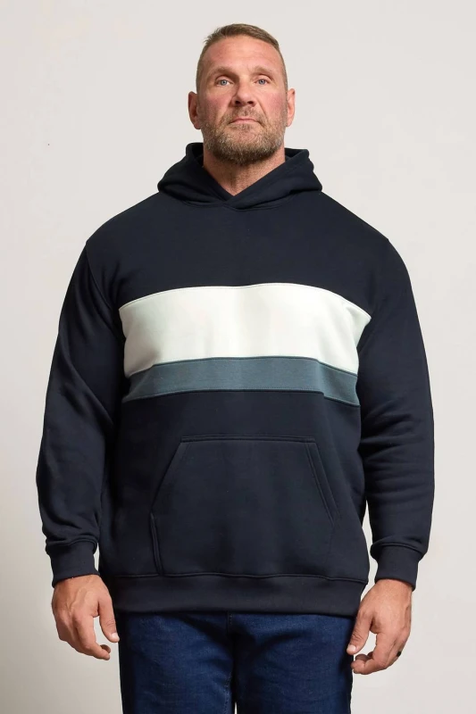 Image of BadRhino BadRhino Men Cut & Sew Hoodie in Dark Navy Size: 5-6X-Large Dark Navy 5-6XL Male 5063589387158