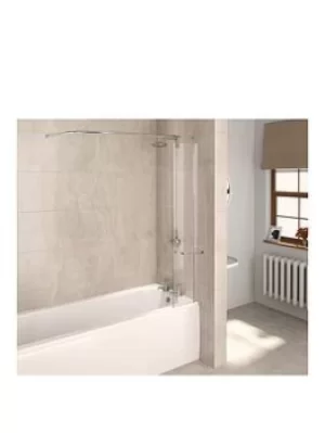 image of Aqualux Aqua 6 Splash Guard With Rail 300Mm X 1500Mm X 6Mm Clear Glass, Silver Frame