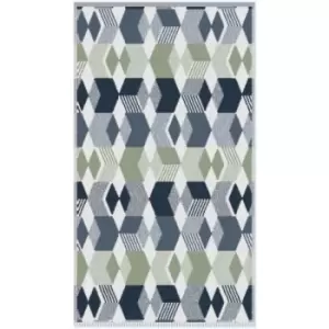 image of Fusion Hexagon Jacquard 100% Cotton 550gsm Bath Towel, Navy