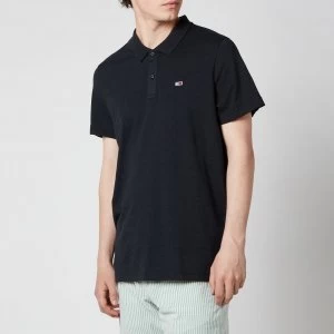Image of Tommy Jeans Mens Essential Jersey Polo Shirt - Black - L