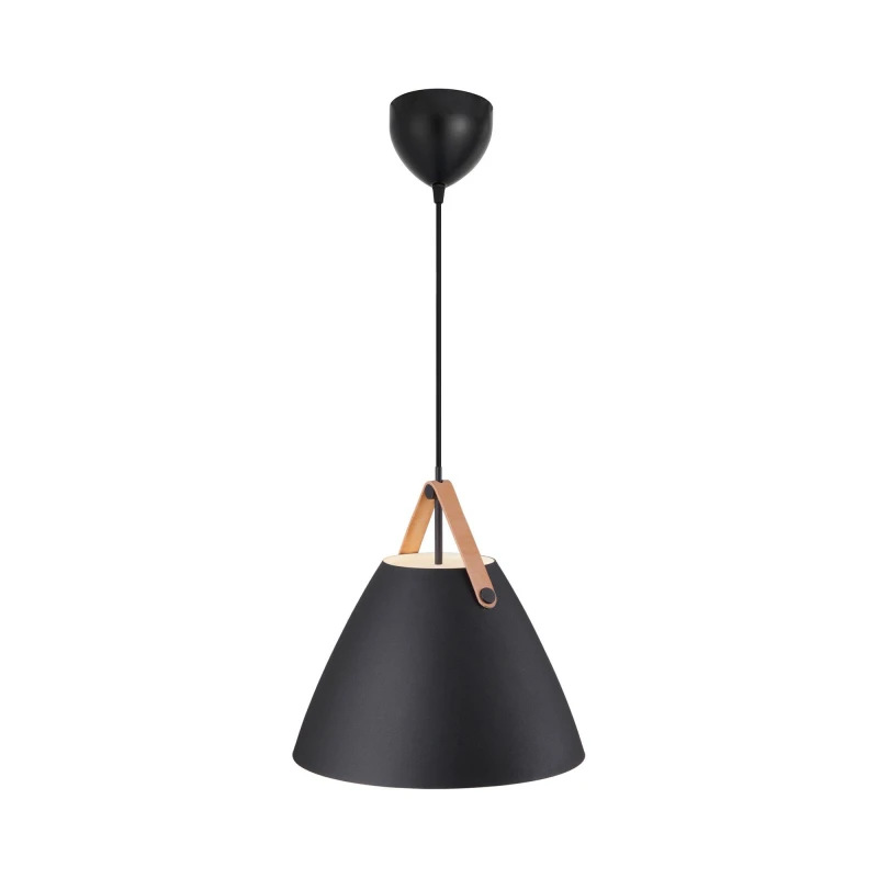 Image of Nordlux Strap Pendant Light Black Metal Dining Room E27 Mains 36cm Black Unisex