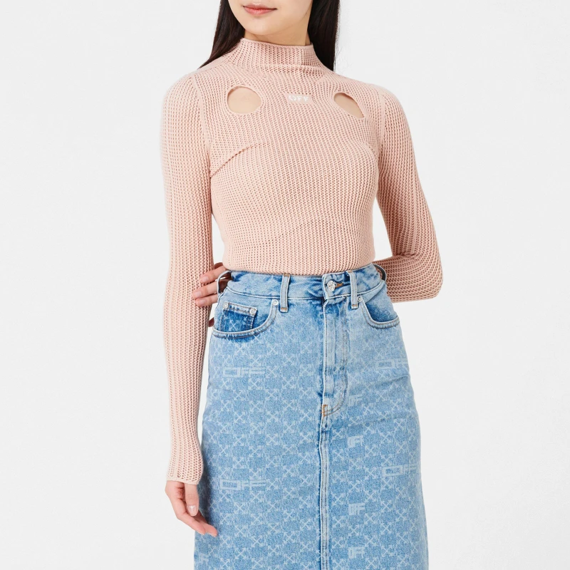 Image of Off White Womens Holy TS Meteor Knit Top, Knitwear Nude 3100 female 40 (M)