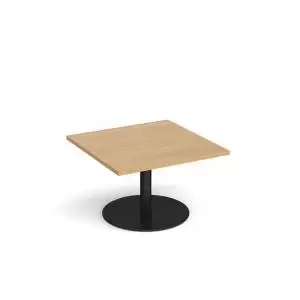 Image of Monza square coffee table with flat round Black base 800mm - oak