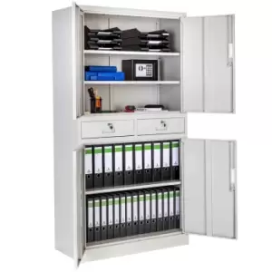 image of TecTake Filing Cabinet With 2 Drawers - Light Grey