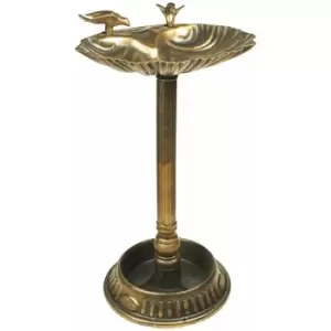 Image of Gardenkraft Clam Shell Outdoor Bird Bath With Built-in Base Plant