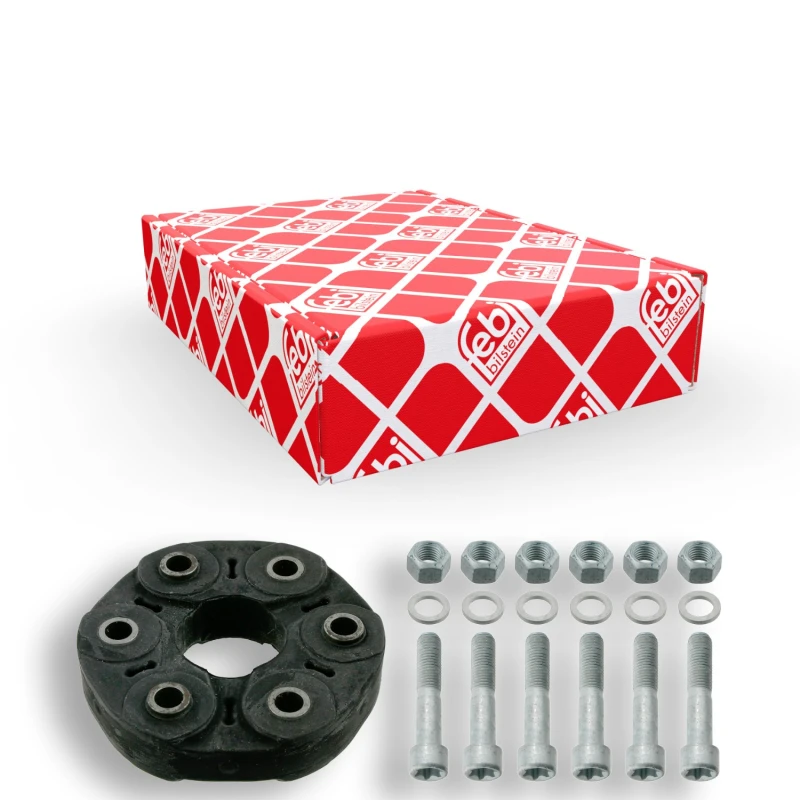 Image of FEBI BILSTEIN 29861 Drive Shaft Coupler with washers, with nuts, Rear, Bolt Hole Circle Ø: 100mm, OE Turbo NEW Joint,propeller shaft (1427)