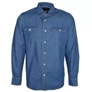 Image of Duke Mens Western Style Denim Shirt (Large) (Stonewash)