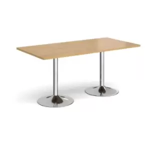 Image of Genoa rectangular dining table with chrome trumpet base 1600mm x 800mm - oak