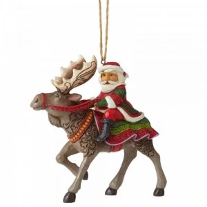 Image of Santa Riding Moose Hanging Ornament by Jim Shore