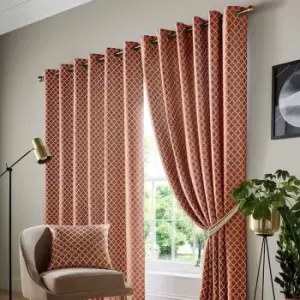 Image of Cotswold Fully Lined Eyelet Ring Top Curtains Orange 66x54 (167x137cm) - Orange - Alan Symonds