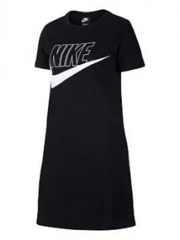 image of Nike Older Girls Futura T-Shirt Dress - Black White