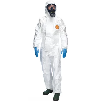 Image of DuPont Tychem 4000 S CHZ5 Medium Hooded Coverall White TY4000BSM