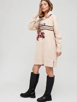 Image of Hugo Boss Tiger Graphic Longline Hoodie Beige Size L Women