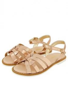 Monsoon Girls Giya Plaited Sandal - Rose Gold, Size 11 Younger