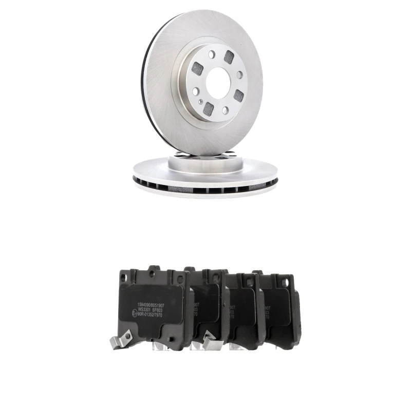 Image of RIDEX 3405B3154 Brake disc and pads set Front Axle, Brake Disc Type: internally vented, with acoustic wear warning Brake Set,disc brakes (3405)