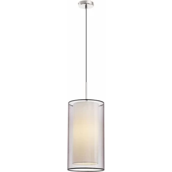 image of Faro Lighting - Faro Saba - 1 Light Ceiling Pendant Satin Nickel with Double Shade, E27