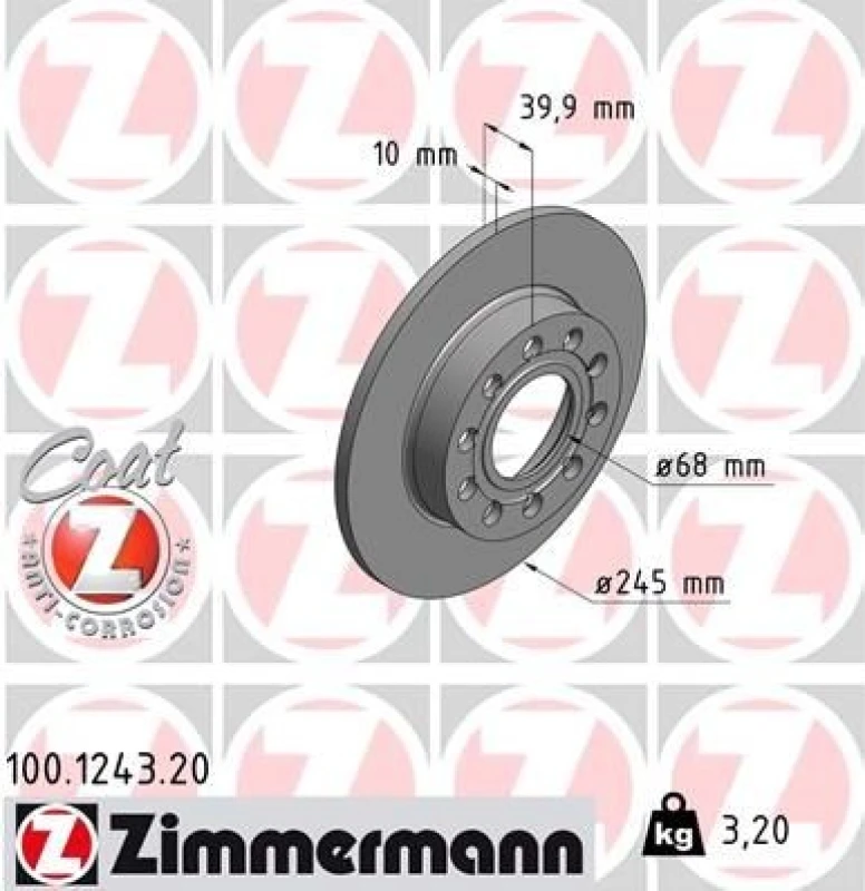 Image of ZIMMERMANN Brake disc ZIMMERMANN 100.1243.20