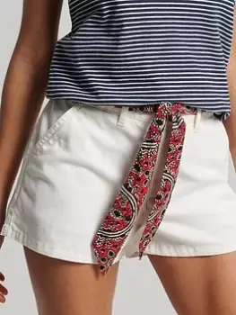 Image of Superdry Vintage Organic Chino Short -white, White, Size 10, Women