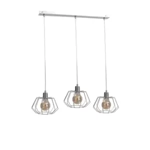 Luna Bar Pendant Ceiling Light Silver, 63cm, 3x E27