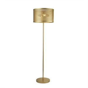 Image of 2 Light Floor Lamp Mesh Matt Gold, E27