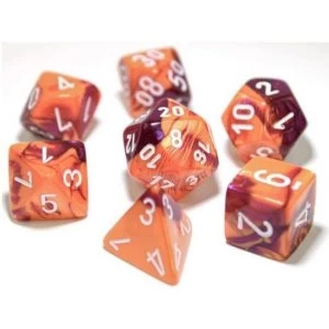 Image of Gemin Polyhedral Red-Yellow with Gold 7 Die Set - Lab Dice