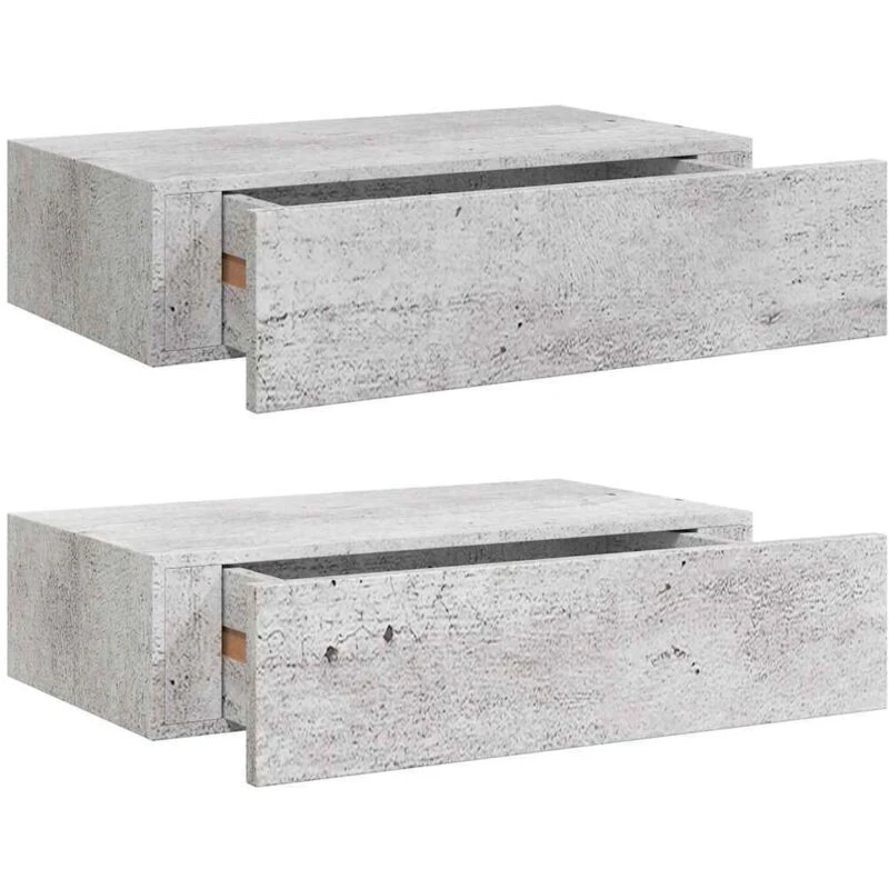 Image of VIDAXL Vidaxl - Wall Drawer Shelves 2 pcs Concrete Grey 40x23.5x10cm mdf 8720286418772