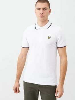 Image of Lyle & Scott Seasonal Tipped Polo Shirt - White/Navy, Size S, Men