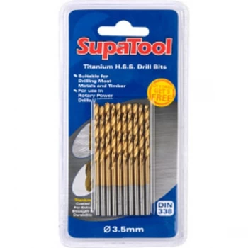 image of SupaTool Titanium Coated HSS Drill Bits 3.5x70mm 10 Piece