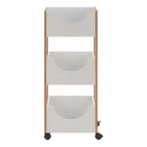 image of Nostra Bamboo Storage Trolley 3 Tier, white