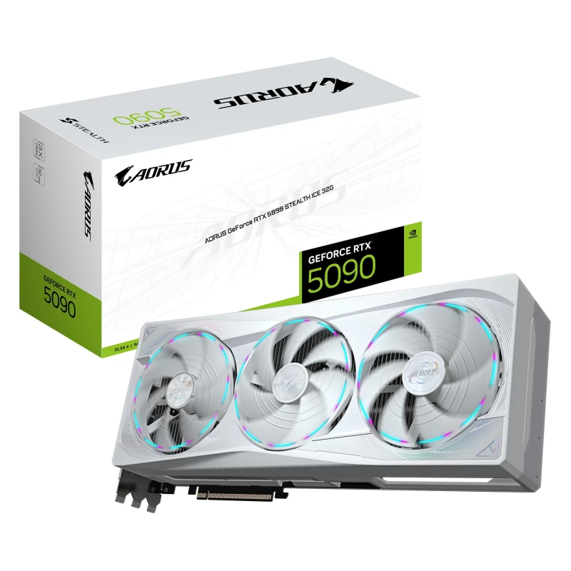 Image of Gigabyte Gigabyte AORUS GeForce RTX 5090 STEALTH ICE 32G Graphics Card - 32GB GDDR7, 512bit, PCI-E 5.0, 2655MHz Core Clock, 3 x DP 2.1a, 1 x HDMI 2.1b