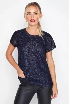 image of Petite Sequin Embellished T-Shirt