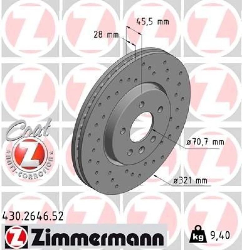 Image of ZIMMERMANN Brake disc ZIMMERMANN 430.2646.52