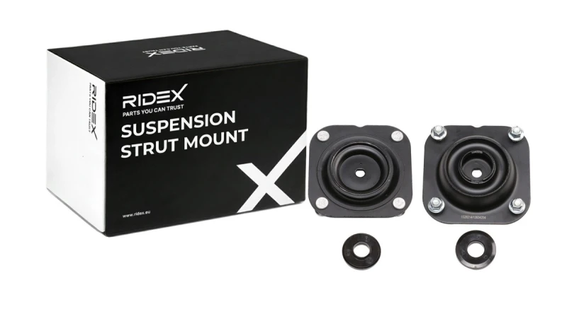 Image of RIDEX 1180S0972 Top strut mount Front Axle, with fastening material Suspension Strut Support Bearing (1180)