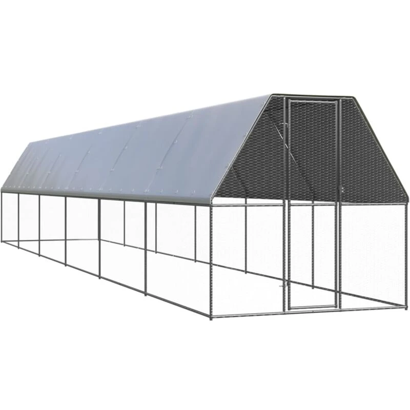 Image of VIDAXL Outdoor Chicken Cage 2x12x2 m Galvanised Steel Vidaxl 8720845682576