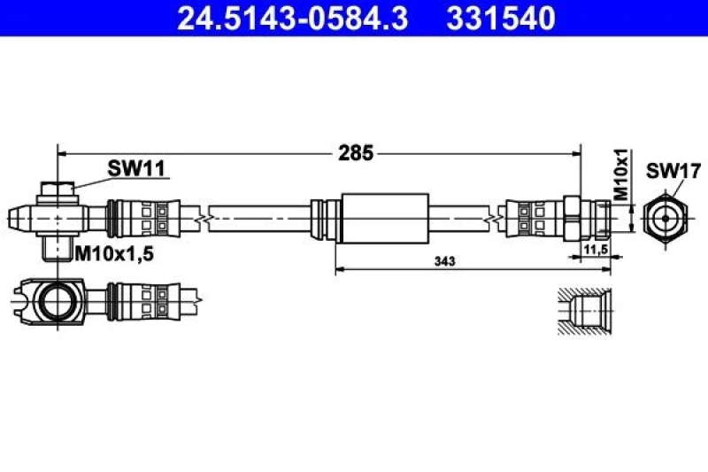 Image of Brake hose ATE 24.5143-0584.3