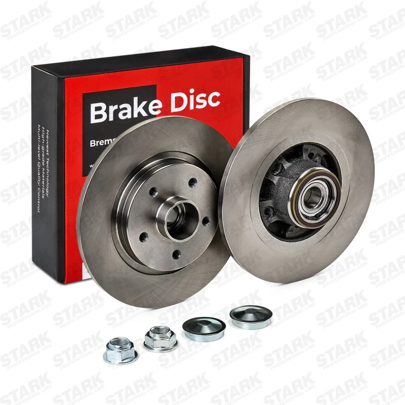 Image of STARK SKBD-0022791 Brake disc Rear Axle, solid, Cast Iron, Uncoated, Untreated, with ABS sensor ring Cast Iron Brake Disc (82)
