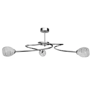 Image of Flower Multi Arm Semi Flush Ceiling Light Silver, 63cm, 3x E27