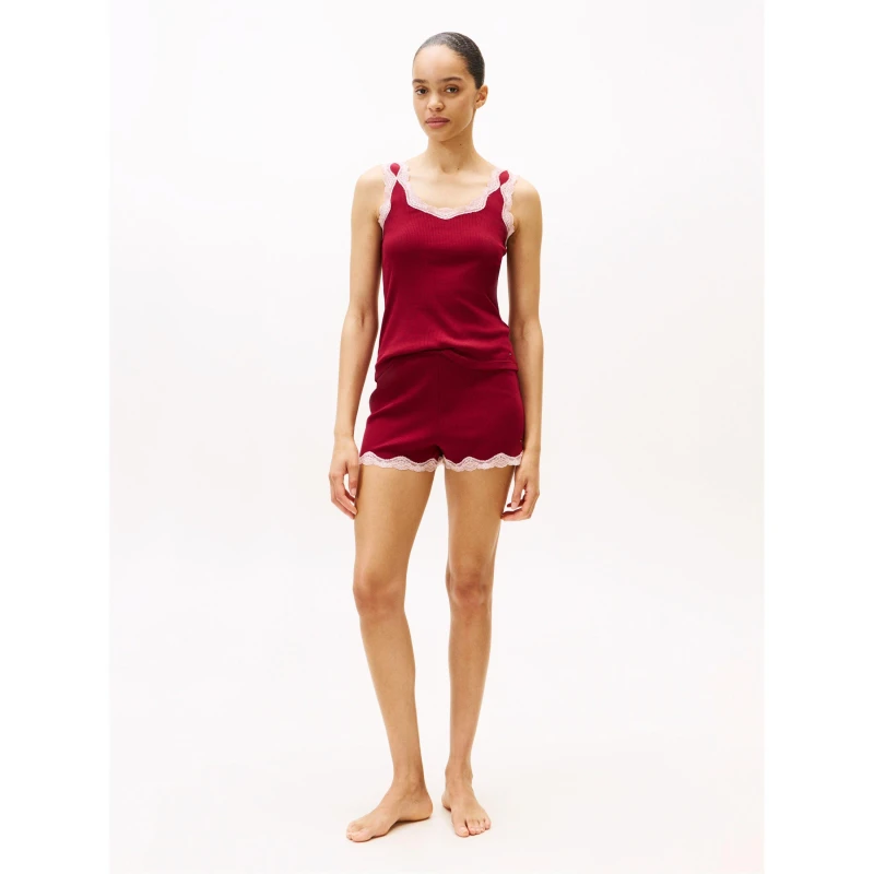 Image of Tommy Hilfiger Womens Lace Cami Pyjama Set Rouge female 8 (XS)