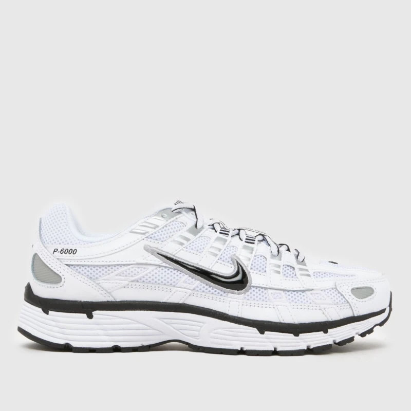 Image of Nike P 6000 White Metallic Silver Black Sneakers 40 silver white silver white