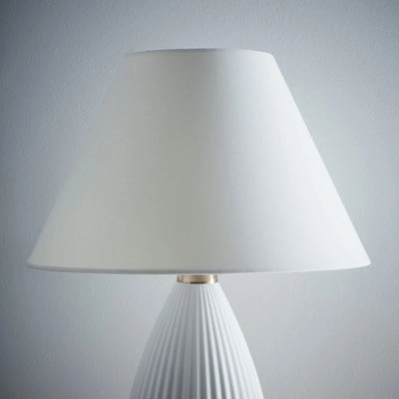 Image of K Living 12" Cream Textured Linen Fabric Coolie Lampshade Modern Table Lamp And Floor Lamp Cone Light Shade
