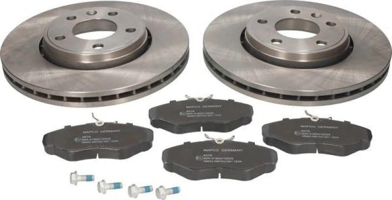 Image of RIDEX 3405B0207 Brake disc and pads set Front Axle, Brake Disc Type: Vented, with anti-squeak plate Brake Set,disc brakes (3405)