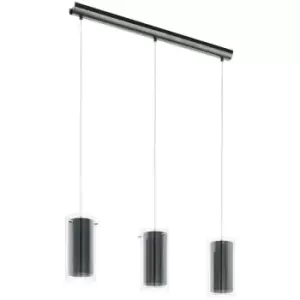 image of Eglo Pinto 3 Lamp Straight Bar Pendant Ceiling Light Satin Nickel