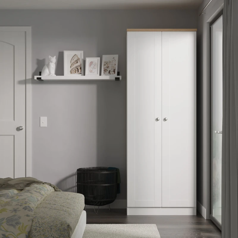 Image of Welcome Furniture Welcome Furniutre Sussex Tall Plain Double Wardrobe - Ready Assembled SUS080WABO
