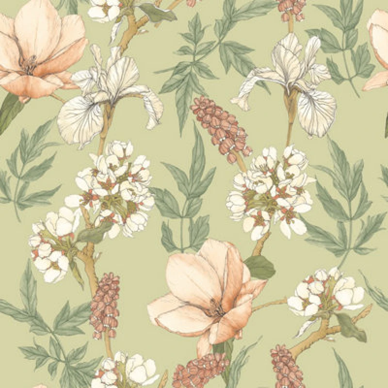 Image of Hoopla Walls Orchid Bloom Artichoke Smooth Matt Wallpaper