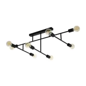 Image of Wall Flush 8 Bulb Ceiling Light Colour Black Geometric Design Bulb E27 8x40W