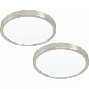 Image of 2 pack Ceiling Light Satin Nickel 285mm Round Surface Mounted 20W LED 3000K