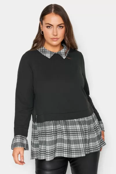 Image of Yours Shirt Mix Blouse Check