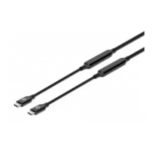 Image of Manhattan USB-C to USB-C Cable 5m Male to Male Black 10 Gbps (USB 3.2 Gen2 aka USB 3.1) 3A (fast charging) SuperSpeed+ USB Lifetime Warranty Polybag